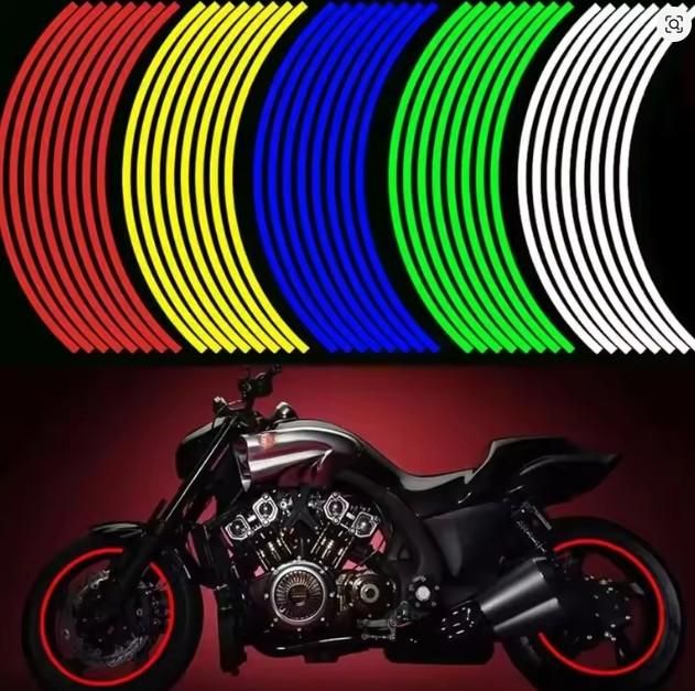 🏍️ Car Bike Tyre & Body Reflective Stickers (18 Stripes - Yellow Colour)