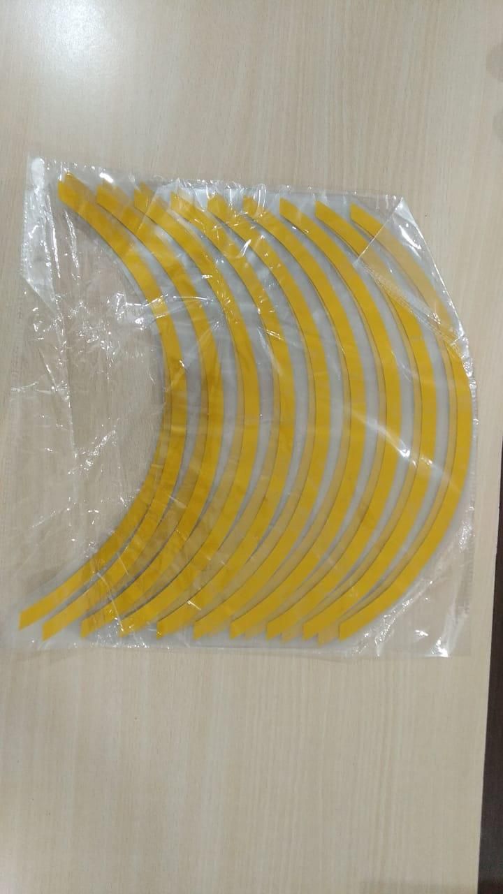 🏍️ Car Bike Tyre & Body Reflective Stickers (18 Stripes - Yellow Colour)